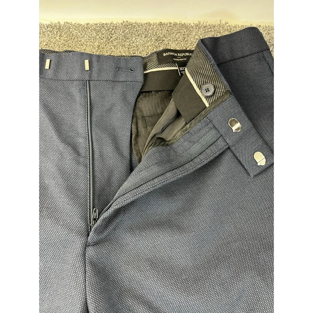 Banana Republic Pants Men 36x32 Dress Tailored Standard Fit Work Flat Front Blue